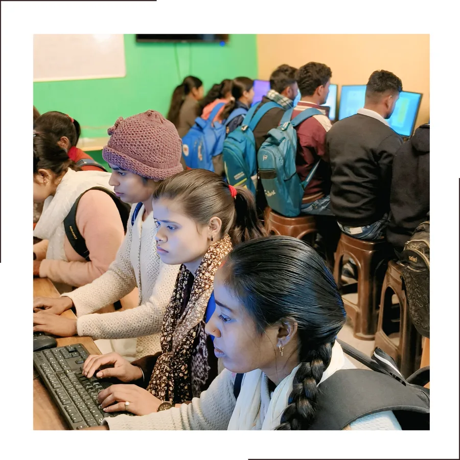 BFS students practising computer skills in BFS Education lab