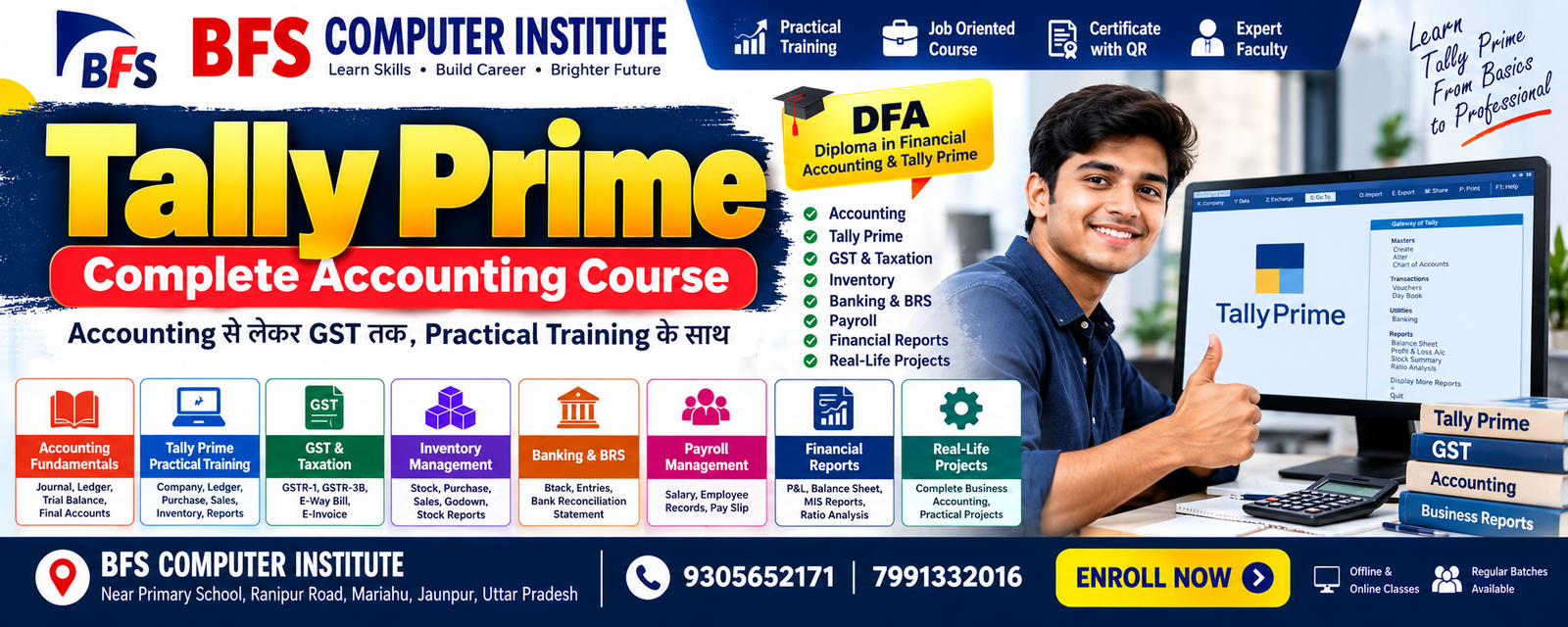 Tally Prime Course in Mariahu, Jaunpur – Complete Accounting & GST Training | BFS Computer Institute